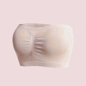 Creamy Pink Bandeau Strapless/Wireless Bra With Uniboob Separation